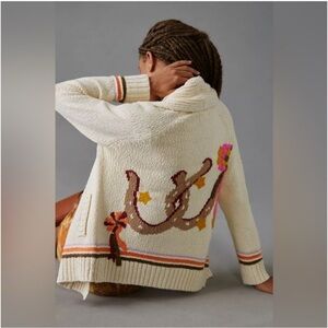 Anthropologie Maeve Duffel Horseshoe cardigan cotton blend size S